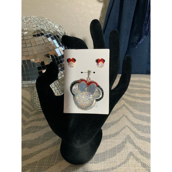 Sterling Silver 925 Minnie Mouse Charm Set with Crystals - Picture 1 of 6